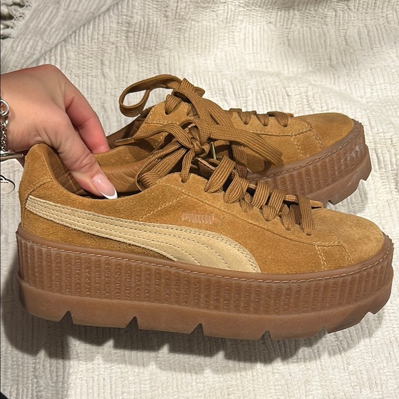 Puma Women's Suede Platform Sneakers - Tan - Picture 1 of 3